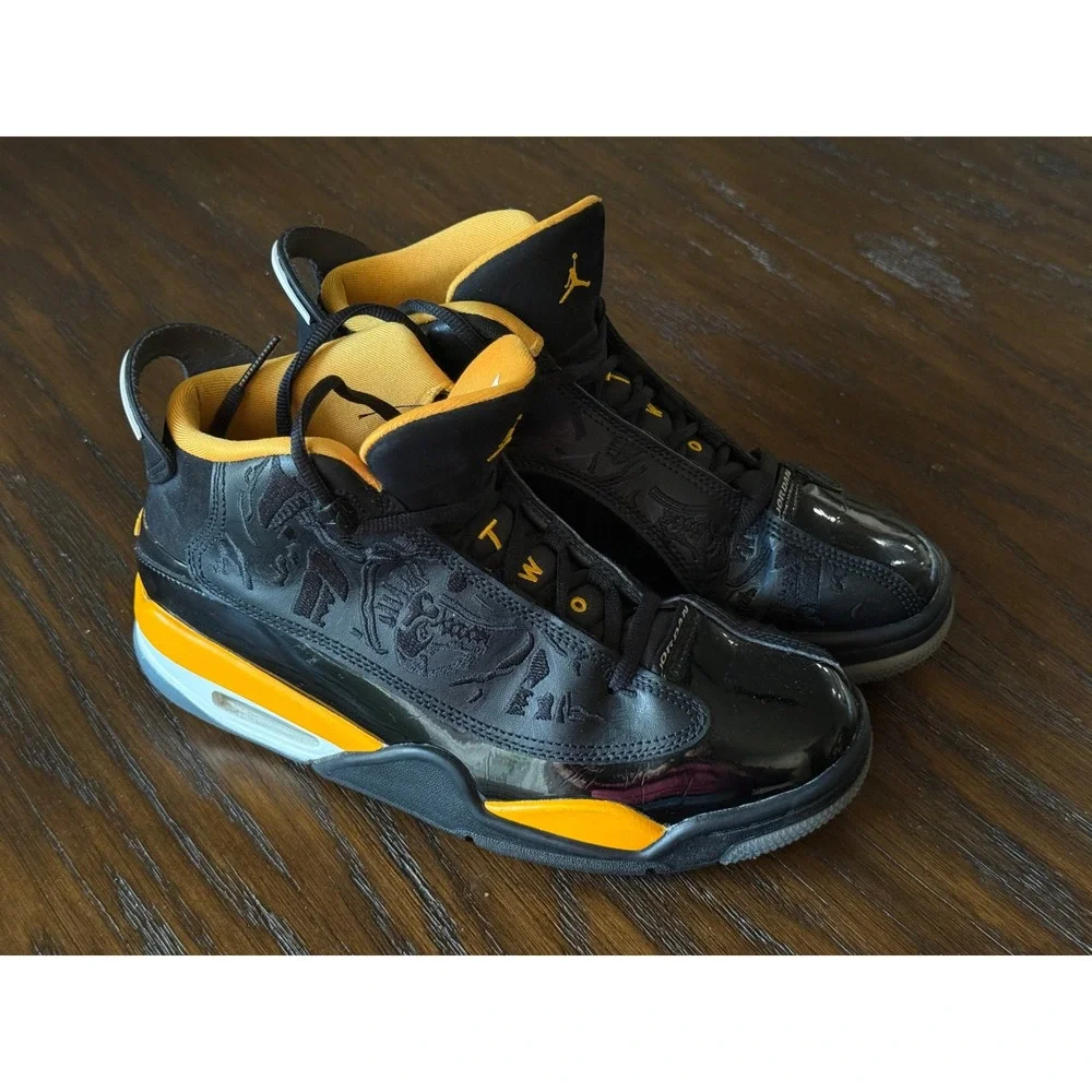 Jordan Dub Zero Kids‎ 6Y Black Taxi Yellow Excellent Laser Etched DV1360-017